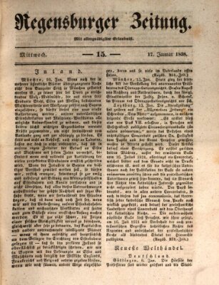 Regensburger Zeitung Mittwoch 17. Januar 1838