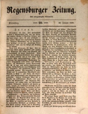 Regensburger Zeitung Dienstag 23. Januar 1838