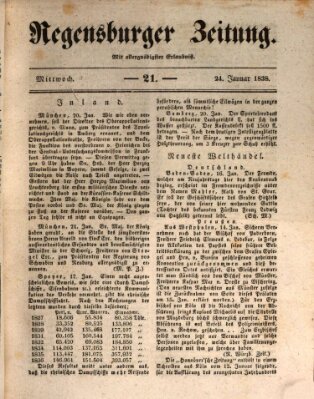 Regensburger Zeitung Mittwoch 24. Januar 1838