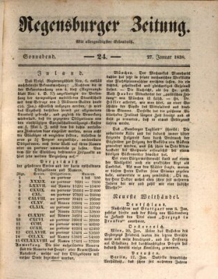 Regensburger Zeitung Samstag 27. Januar 1838