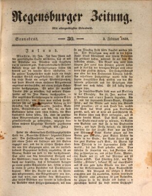 Regensburger Zeitung Samstag 3. Februar 1838