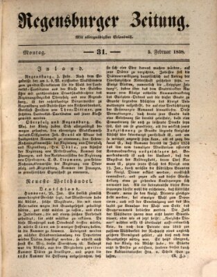 Regensburger Zeitung Montag 5. Februar 1838