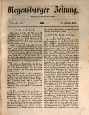 Regensburger Zeitung Samstag 10. Februar 1838