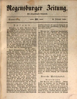 Regensburger Zeitung Donnerstag 15. Februar 1838