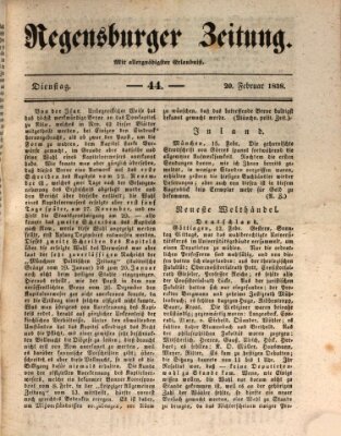 Regensburger Zeitung Dienstag 20. Februar 1838