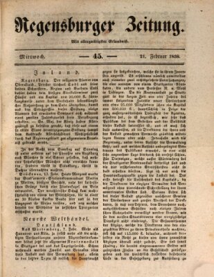 Regensburger Zeitung Mittwoch 21. Februar 1838