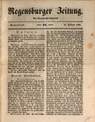 Regensburger Zeitung Samstag 24. Februar 1838