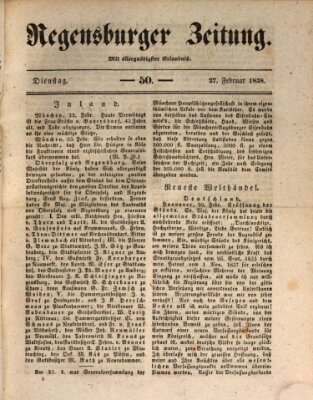 Regensburger Zeitung Dienstag 27. Februar 1838