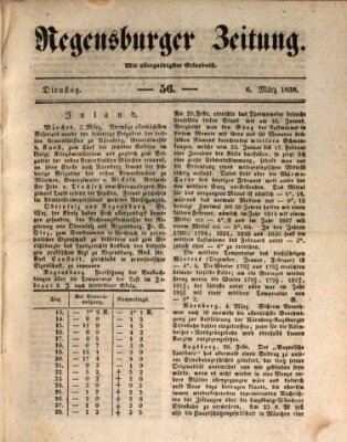 Regensburger Zeitung Dienstag 6. März 1838