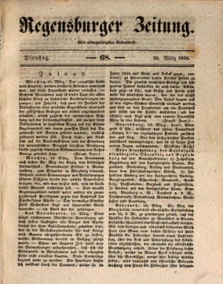 Regensburger Zeitung Dienstag 20. März 1838