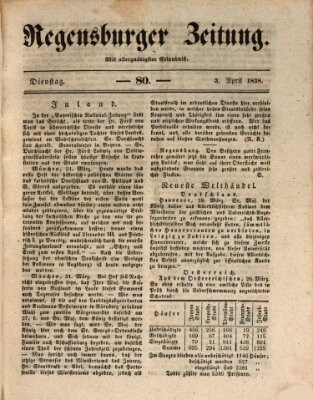 Regensburger Zeitung Dienstag 3. April 1838