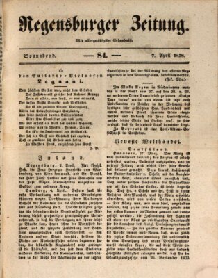 Regensburger Zeitung Samstag 7. April 1838