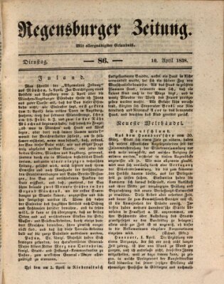 Regensburger Zeitung Dienstag 10. April 1838