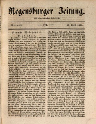 Regensburger Zeitung Mittwoch 11. April 1838