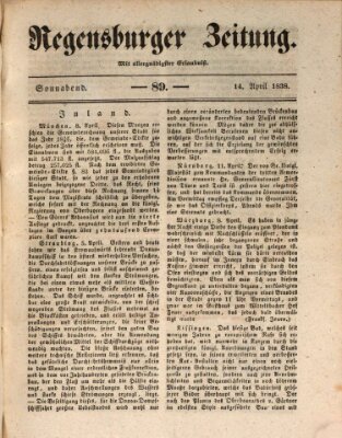 Regensburger Zeitung Samstag 14. April 1838