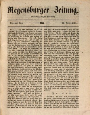 Regensburger Zeitung Donnerstag 19. April 1838