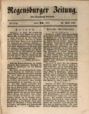 Regensburger Zeitung Freitag 20. April 1838