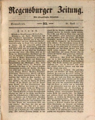 Regensburger Zeitung Samstag 21. April 1838