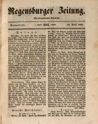 Regensburger Zeitung Samstag 28. April 1838