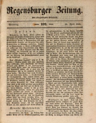 Regensburger Zeitung Montag 30. April 1838