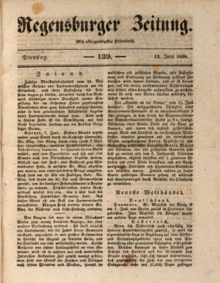 Regensburger Zeitung Dienstag 12. Juni 1838