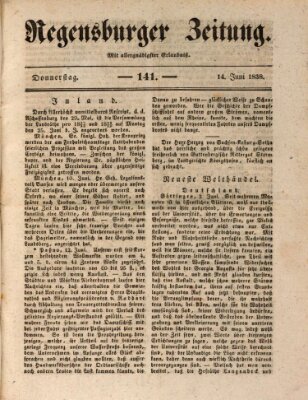 Regensburger Zeitung Donnerstag 14. Juni 1838