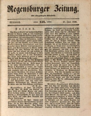 Regensburger Zeitung Mittwoch 27. Juni 1838