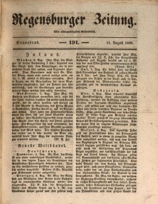 Regensburger Zeitung Samstag 11. August 1838