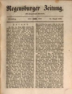 Regensburger Zeitung Dienstag 21. August 1838