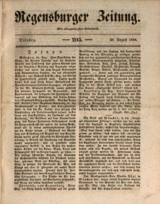 Regensburger Zeitung Dienstag 28. August 1838