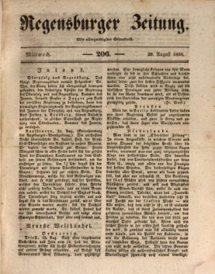 Regensburger Zeitung Mittwoch 29. August 1838