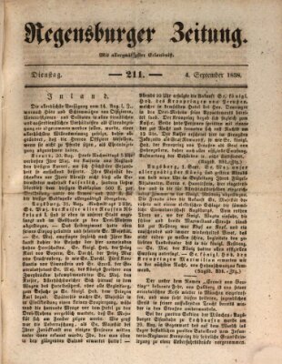 Regensburger Zeitung Dienstag 4. September 1838