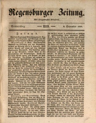 Regensburger Zeitung Donnerstag 6. September 1838