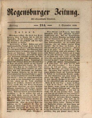 Regensburger Zeitung Freitag 7. September 1838