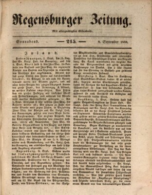 Regensburger Zeitung Samstag 8. September 1838