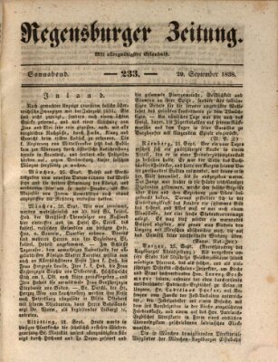 Regensburger Zeitung Samstag 29. September 1838