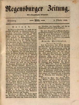 Regensburger Zeitung Dienstag 2. Oktober 1838