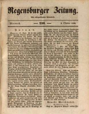 Regensburger Zeitung Mittwoch 3. Oktober 1838