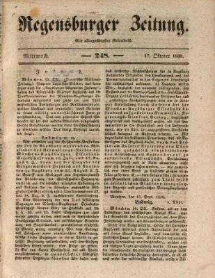 Regensburger Zeitung Mittwoch 17. Oktober 1838