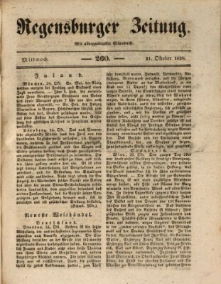 Regensburger Zeitung Mittwoch 31. Oktober 1838