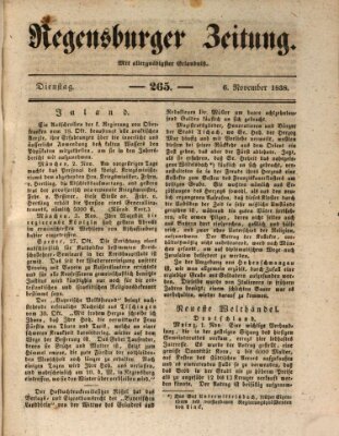 Regensburger Zeitung Dienstag 6. November 1838