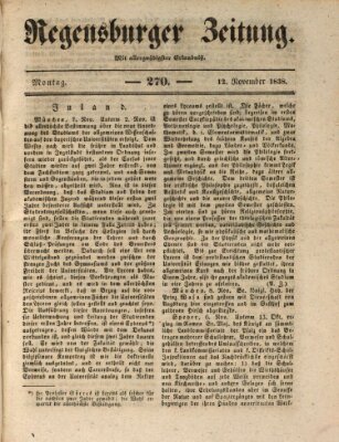 Regensburger Zeitung Montag 12. November 1838