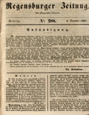 Regensburger Zeitung Montag 3. Dezember 1838