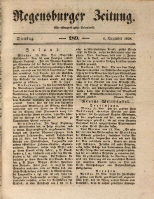 Regensburger Zeitung Dienstag 4. Dezember 1838