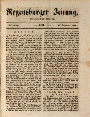 Regensburger Zeitung Dienstag 18. Dezember 1838