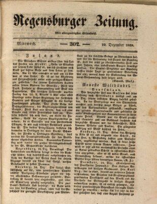 Regensburger Zeitung Mittwoch 19. Dezember 1838