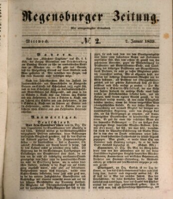 Regensburger Zeitung Mittwoch 2. Januar 1839