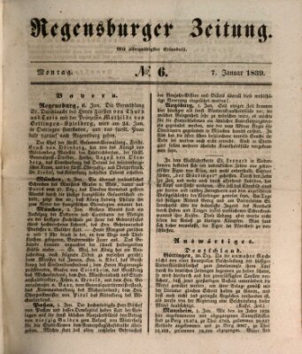 Regensburger Zeitung Montag 7. Januar 1839