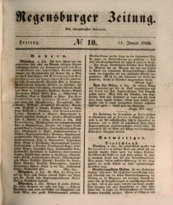 Regensburger Zeitung Freitag 11. Januar 1839