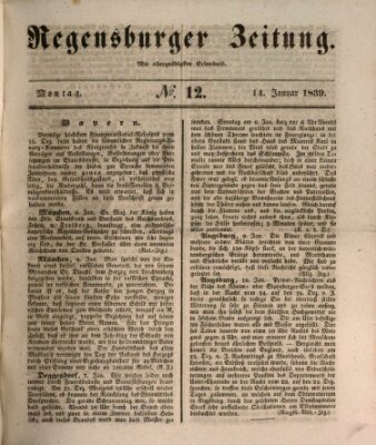 Regensburger Zeitung Montag 14. Januar 1839